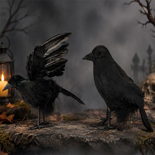 Corvo piumato nero - finto, 2/4